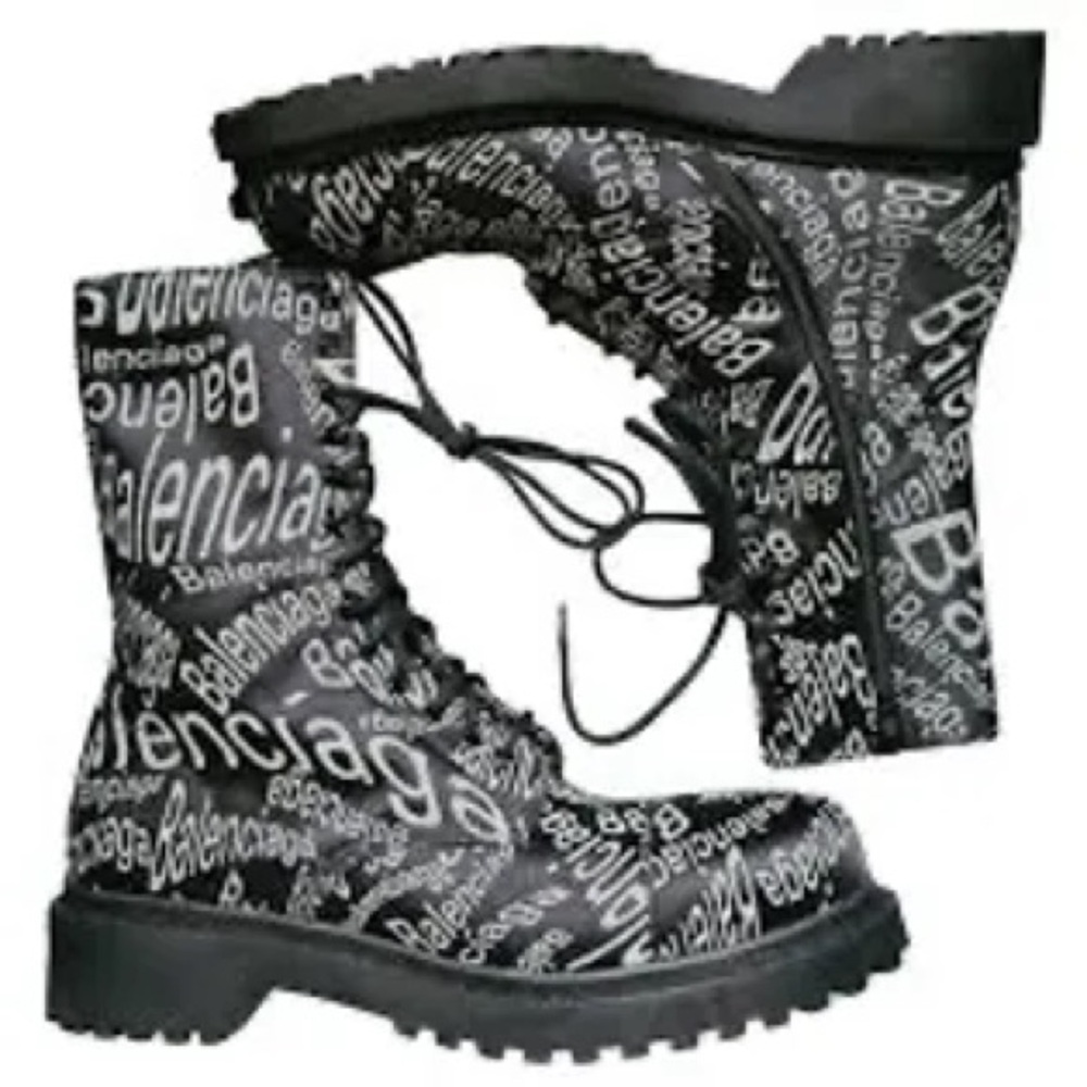 Balenciaga Printed Combat Boots - Picture 2 of 5